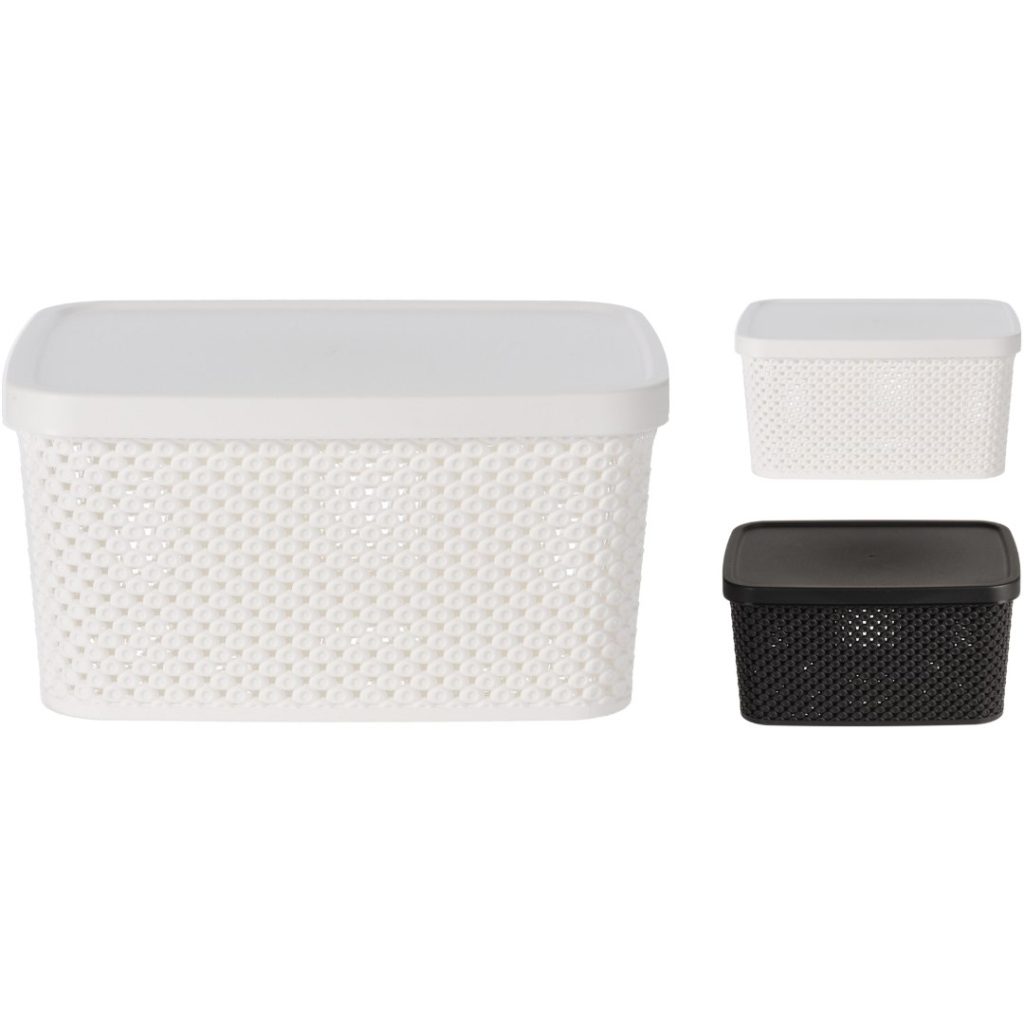 Oppbevaringsboks med lokk plast 23x17x12