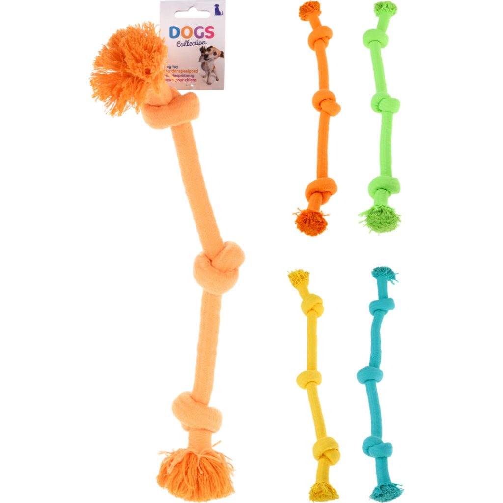 Hund leke tau bomull 45cm 4ass
