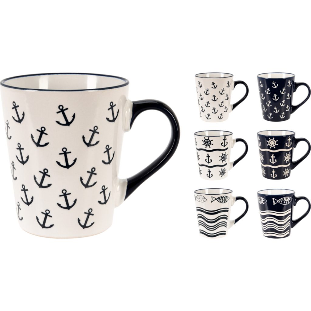 Krus maritim steintøy 340ml 6ass