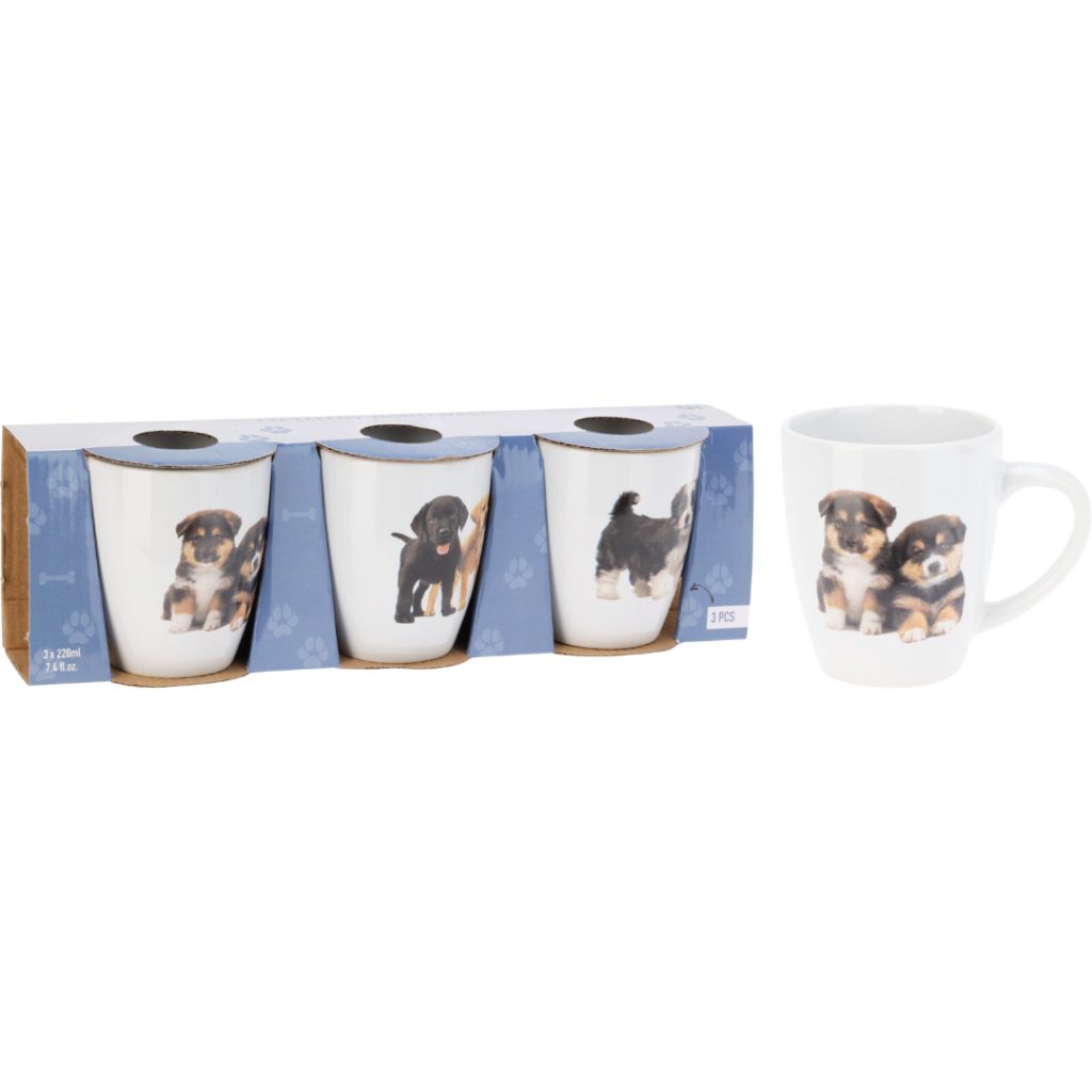 Krus 220ml hund 3 stk