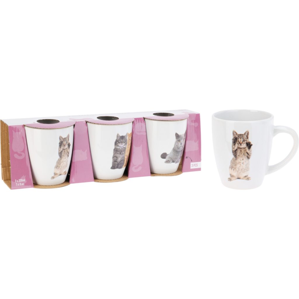 Krus 220ml katte 3 stk