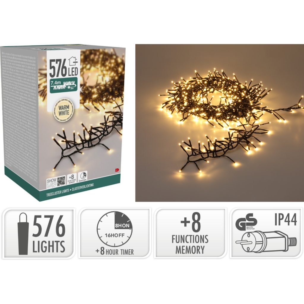 Lyslenke treecluster 576led varm hvit
