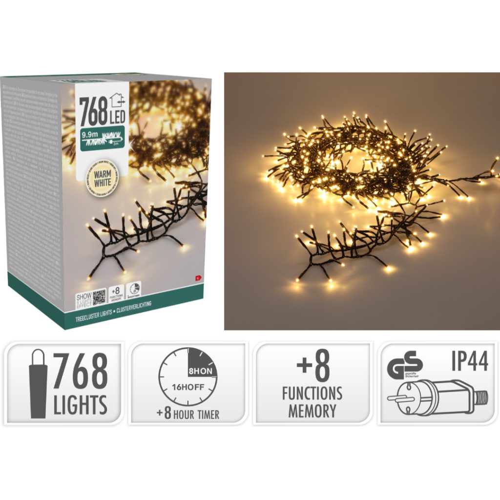 Lyslenke treecluster 768led varm hvit