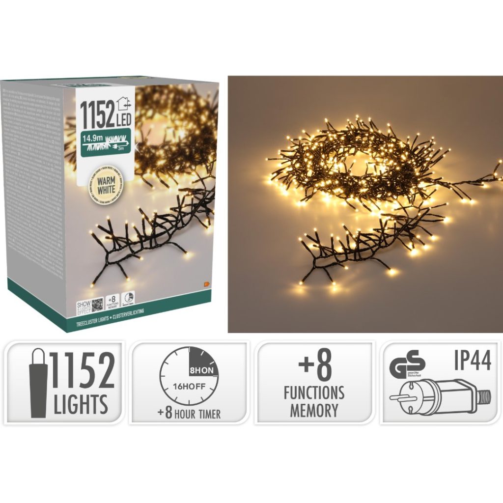 Lyslenke treecluster 1152led varm hvit