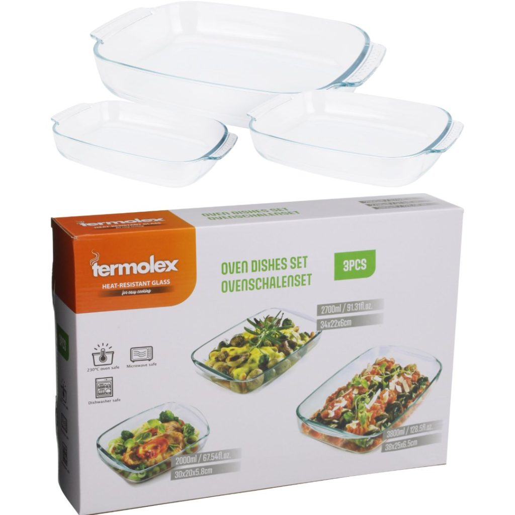 Ildfast form sett 3 stk glass
