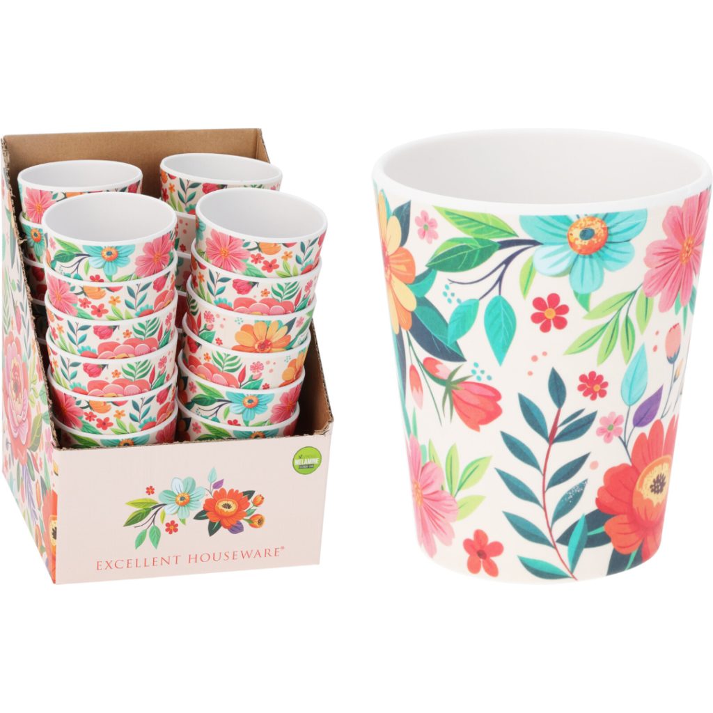 Krus melamin 8xh10cm blomst