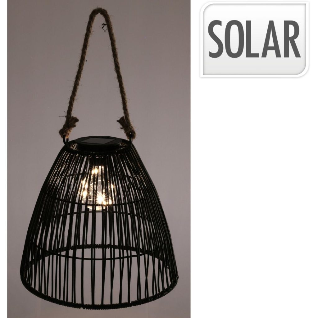 Solcellelampe svart metall