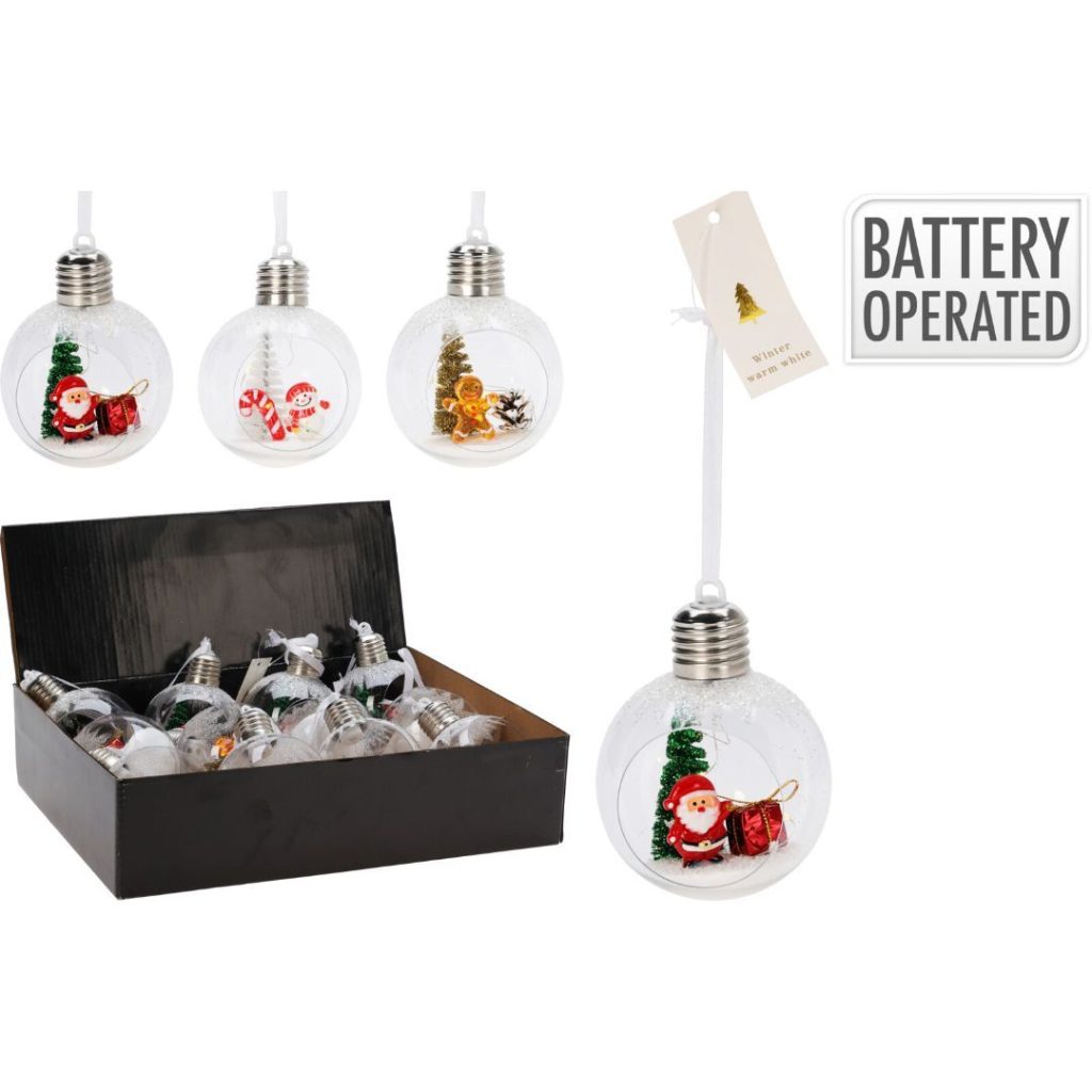 Juletre kule led 80mm 3ass design