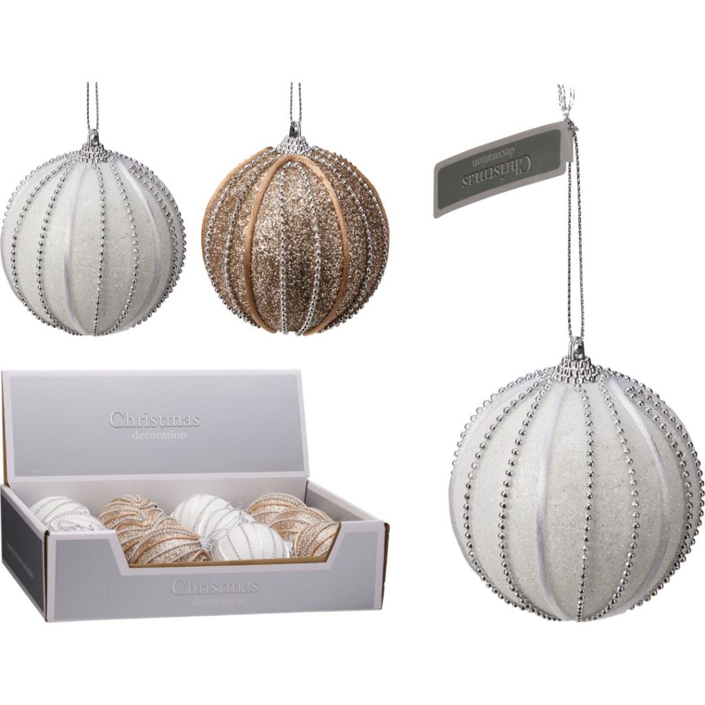 Juletre ball 80mm glitter 2ass