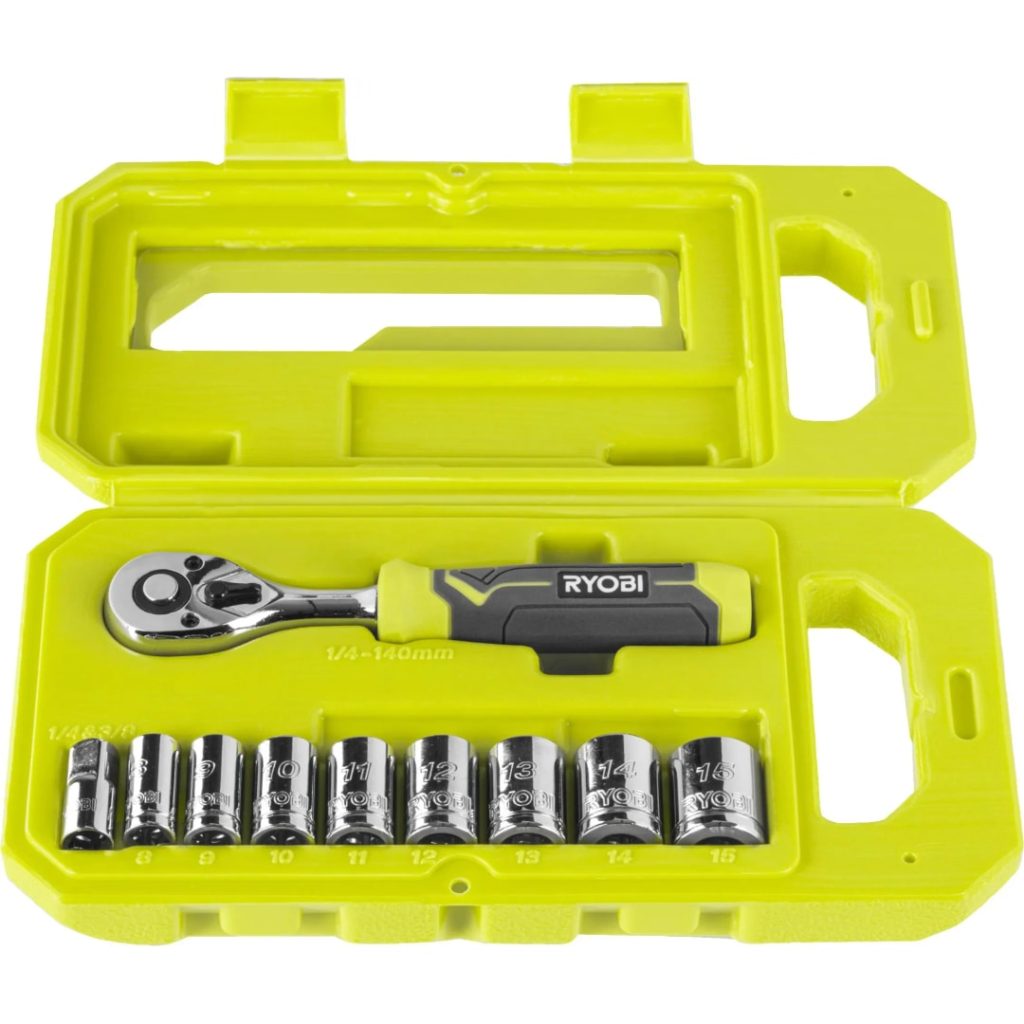 Ryobi skralle og hylser rhrs10pc