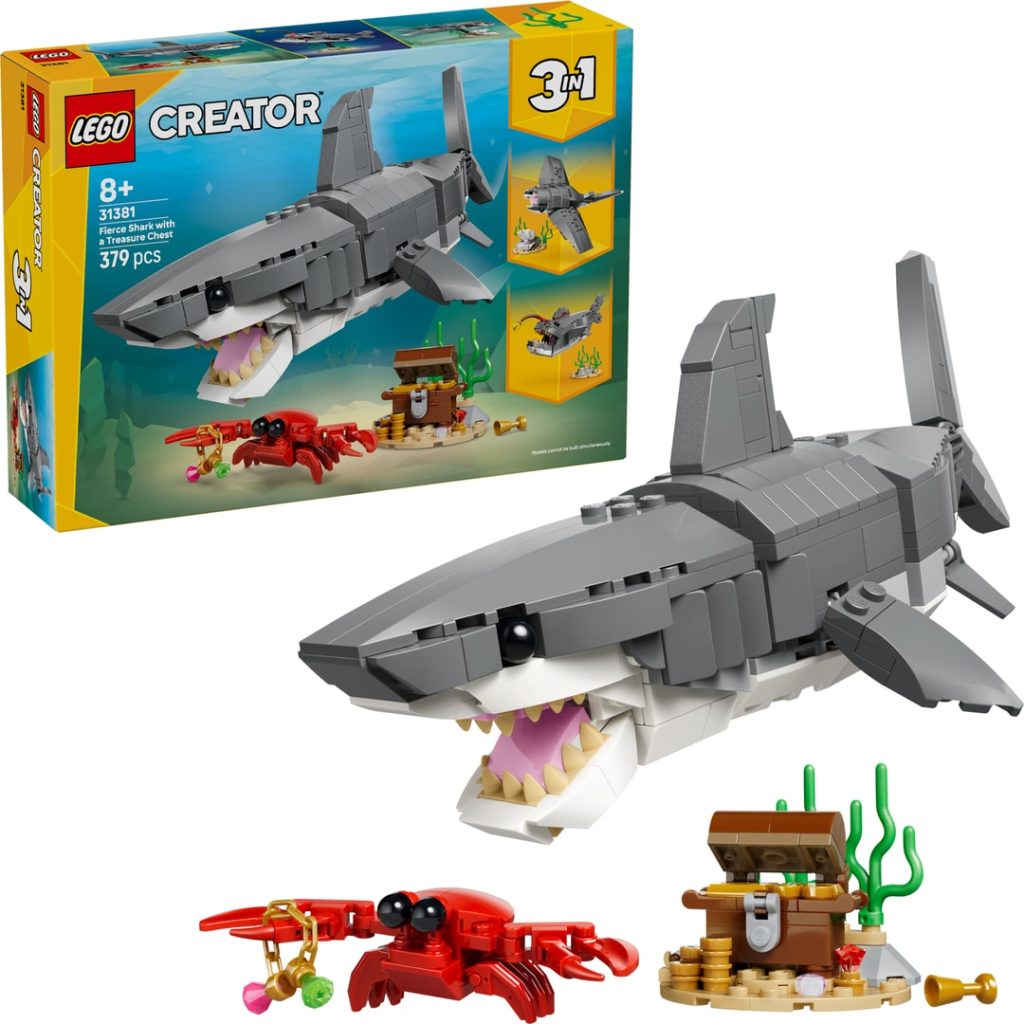 Lego blodtørstig hai med skattkiste