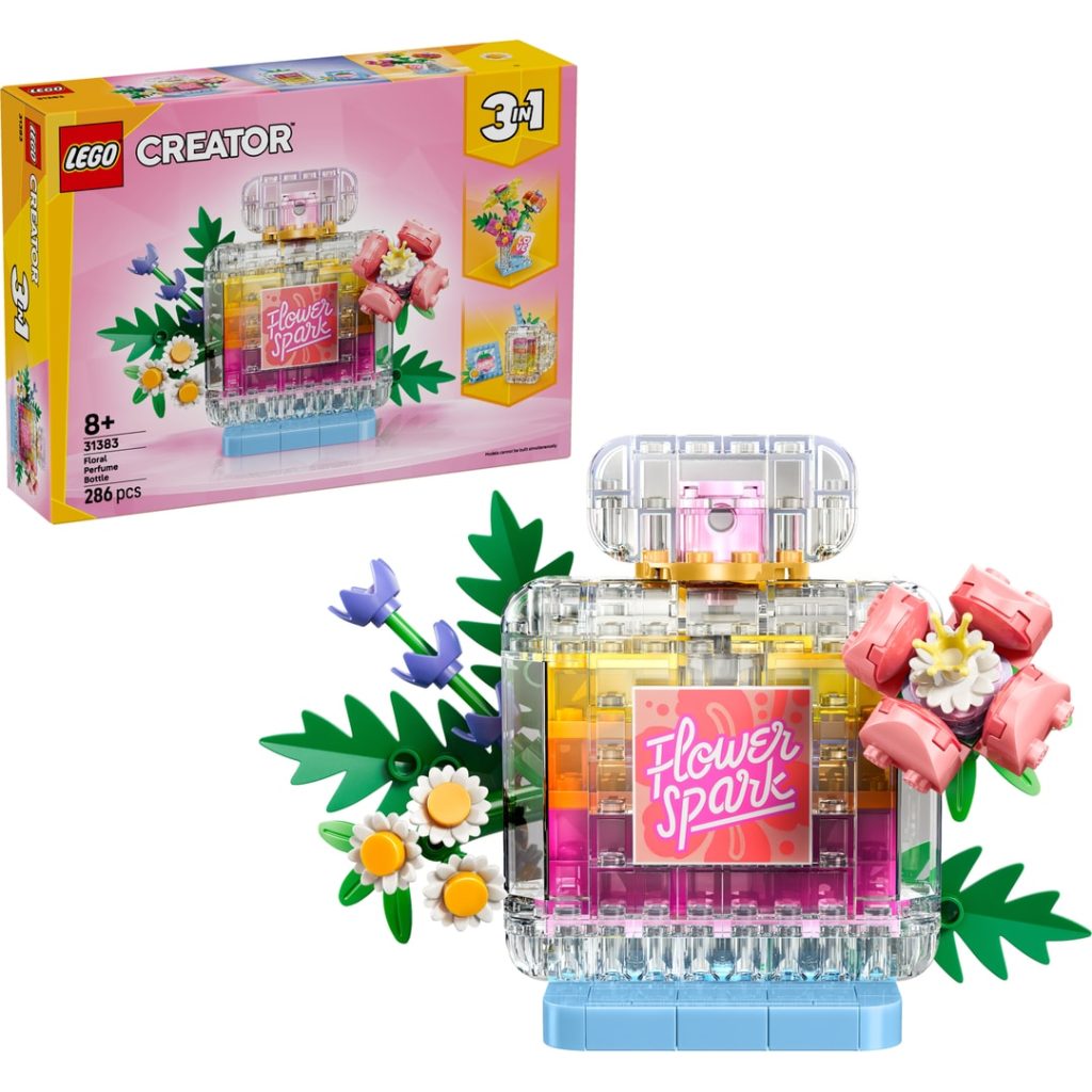 Lego parfymeflaske med blomsterdekor