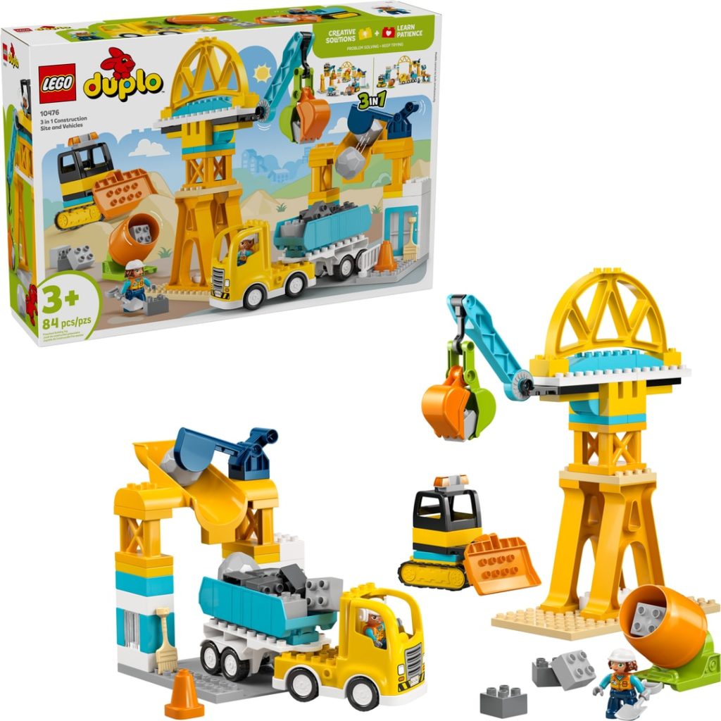 Lego 3-i-1 byggeplass med anleggsmaskine
