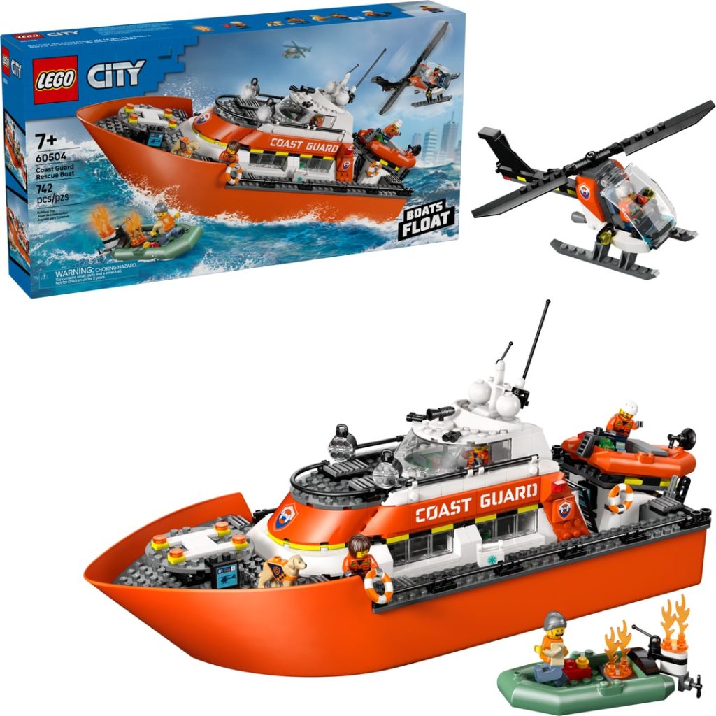 Lego kystvaktens helikopter og redningsb