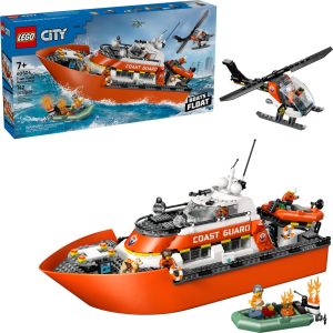Lego kystvaktens helikopter og redningsb