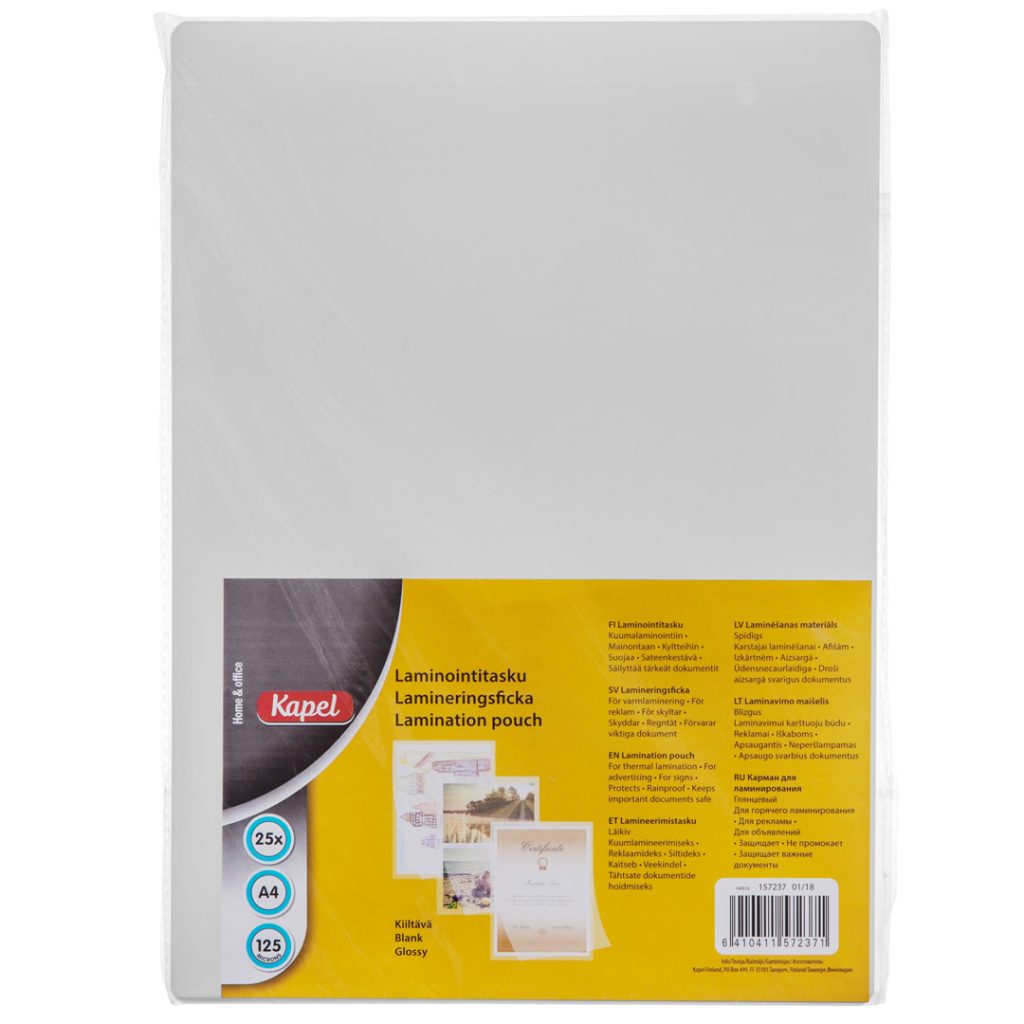 Kapel lamineringslommer a4 25pk