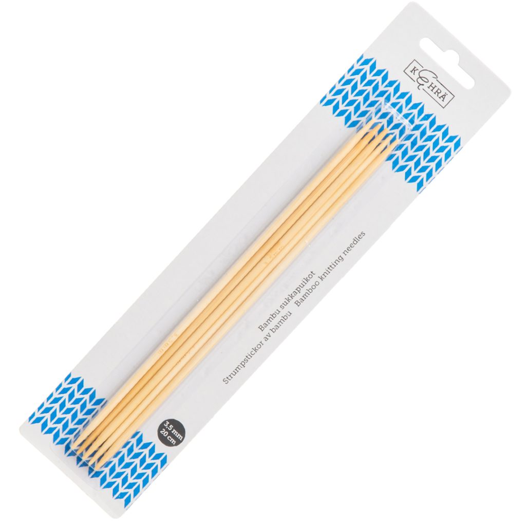 Bamboo strikke pinne 3,5mm 20cm 5pcs
