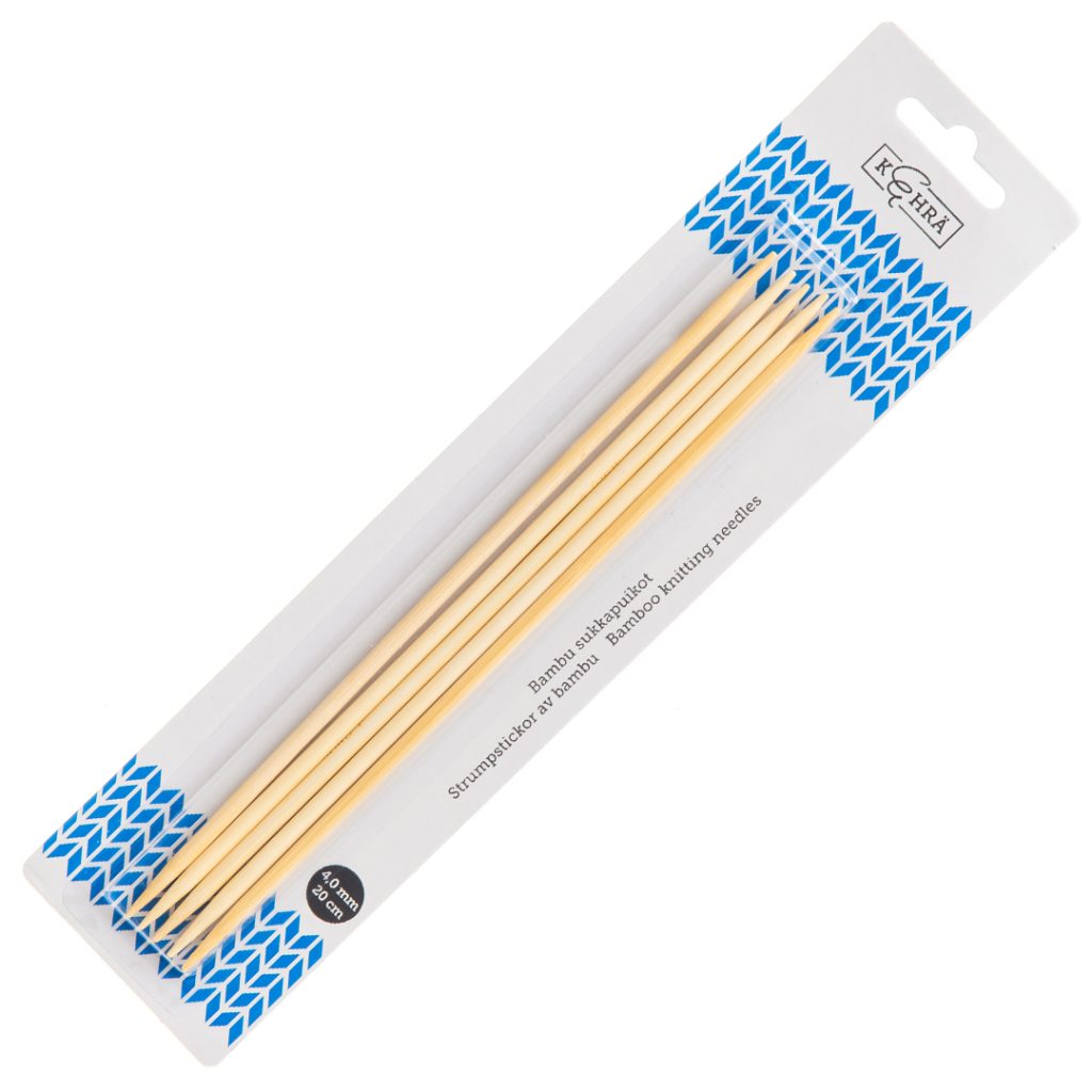 Bamboo strikke pinne 4,0mm 20cm 5pcs