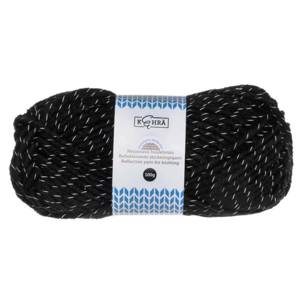 Kehra strikkegarn refleks svart 100 g
