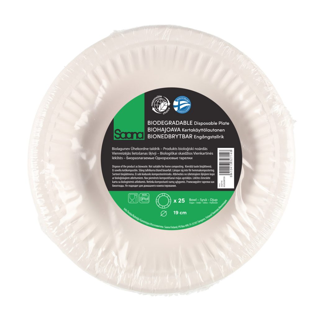 Saana engangtallerken dyp bio 19 cm 25pk