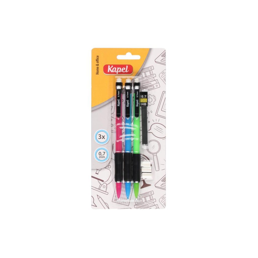 Kapel mekanisk blyantsett 3 stk 0,7 mm +