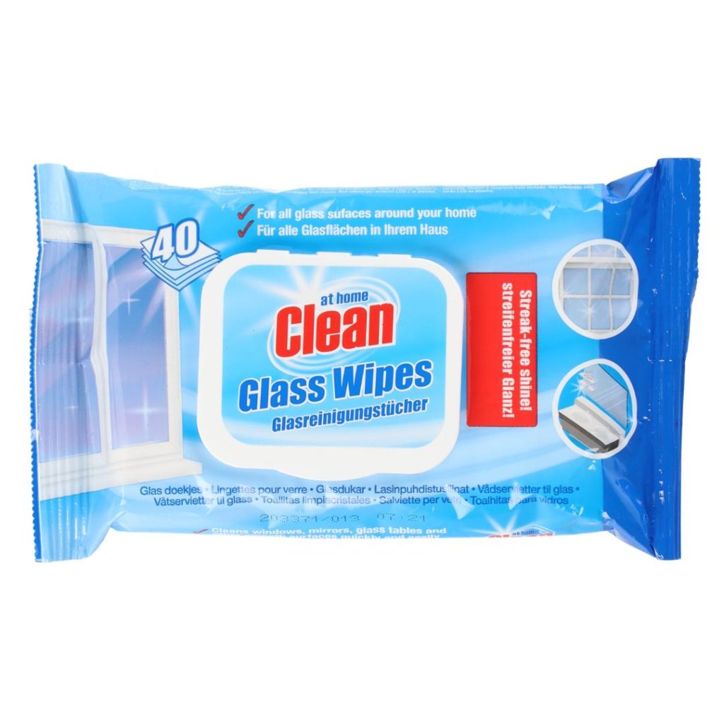 At home clean glass wipes 40 stk